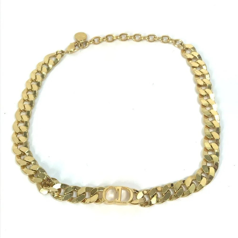Christian Dior Danseuse Etoile Danseuse Etoile Choker Chain Necklace Metal Gold - Picture 1 of 8